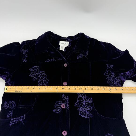 COLDWATER CREEK Purple Velvet Shacket Size M Embroidery Whimsygoth Jacket Velour - Picture 6 of 8